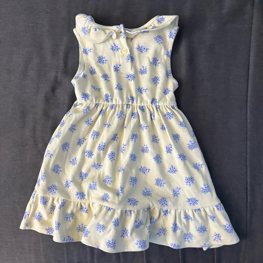 Little Lass yellow and Blue Floral Dress